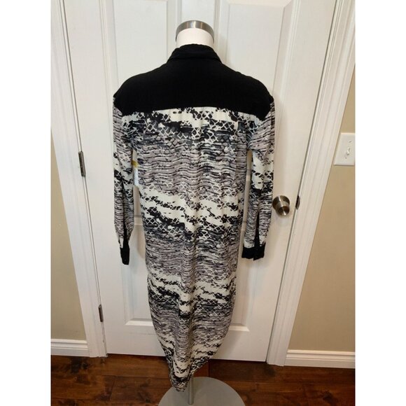 L.A.M.B. Black, White & Gray Geometric Collared Shirt Dress, Size 4 - Picture 5 of 6